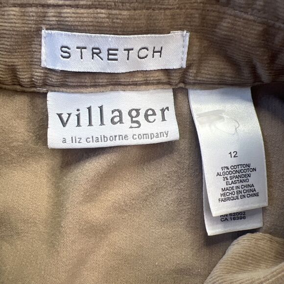 Villager Womens Corduroy Jacket 12 Beige Stretch Button Front Classic Retro Y2K - Picture 6 of 12
